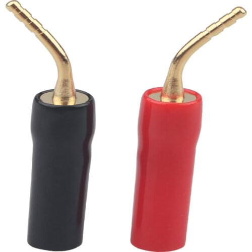 4Pcs Audiophile Pure Copper Gold-plated Solder-free Speaker Pin Plug HIFI Audio Speaker Cable Banana Clip Plug Connector