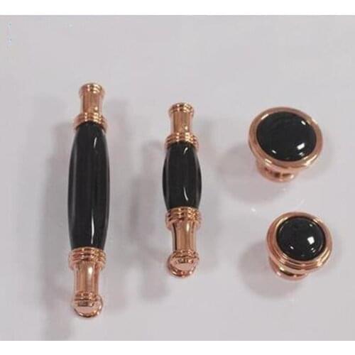 64mm 96mm modern simple fashion rose gold black ceramic kitchen cabinet cupboard drawer shoe cabinet knob pull handle