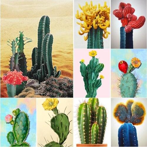 5D DIY Diamond Painting Cactus Diamond Embroidery Scenery Cross Stitch Full Square Round Drill Crafts Manual Art Gift Home Decor