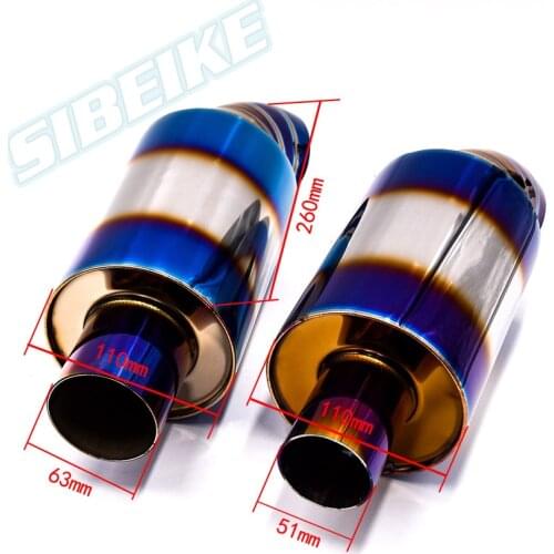 Car exhaust pipe Muffler tail pipe High Quality Universal Stainless steel burnt blue