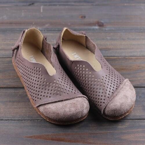 Women Flat Shoes Slip on Ballet Flats 100% Genuine Leather Ladies Ballerina Shoes Hollow out Summer Women Flats Female Footwear