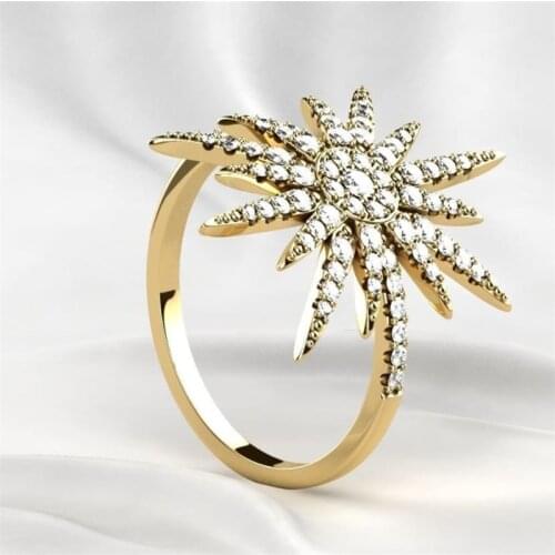 BAOSHINA Irregular Branch Gold Color Rhinestones Ring For Women Girls Wedding Engagement Party Jewelry Fashion Hand Accessories