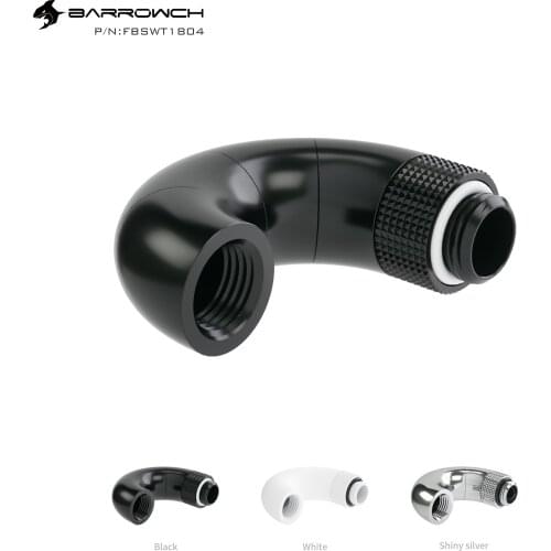 Barrowch G1/4" White Black Silver 180 Degree With 4 Directions Rotary Adapter 360 Degree Fittings Water Cooling ,FBSWT1804