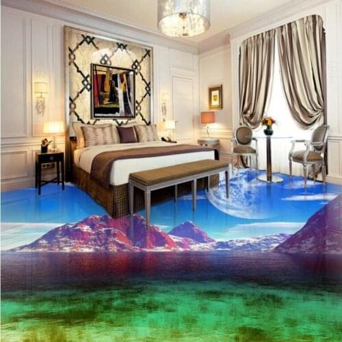 Beibehang Custom large mural beautiful landscape lake 3D floor thickening waterproof wear pvc environmental plastic film