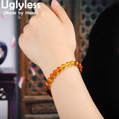 Uglyless Elastic Rope Natural Multi Colors Amber Beeswax Beading Bracelets Women Natural Gemstones Beads Bracelets Blood Amber