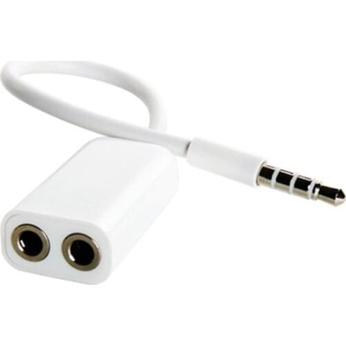 CatXaa White Portable 1 Male to 2 Female Aux Audio Splitter Cable Headphone Music Adapter for Apple iPhone iPad iPod Laptop MP3