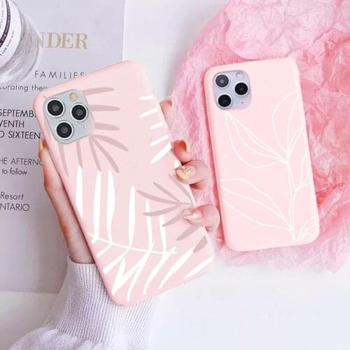 For Samsung Galaxy A52 A72 A02 A32 A12 A50 A51 A21S A71 A70 A20e A31 A40 A41 S10 S20 FE S21 Plus Ultra Art Line Leaf Phone Cases