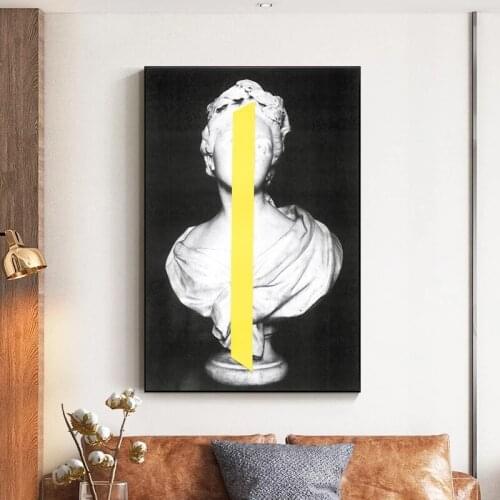 Black White Mademoiselle Clairon Sculpture Canvas Posters and Prints Wall Art Canvas Paintings Pictures for Living Room Decor