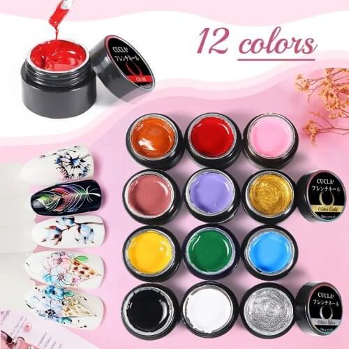 CUCLA 12 Colors Painted Glue With High Saturation Nail Art Painting Flower Drawing Line Painting UV Gel Phototherapy Glue TSLM2