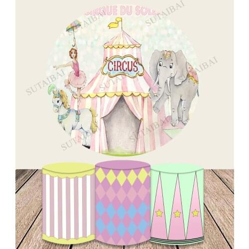 Backdrop for Photography Circus Theme Birthday Baby Shower Party Decor Pink Tent Animal Background for Photo Studio Prop
