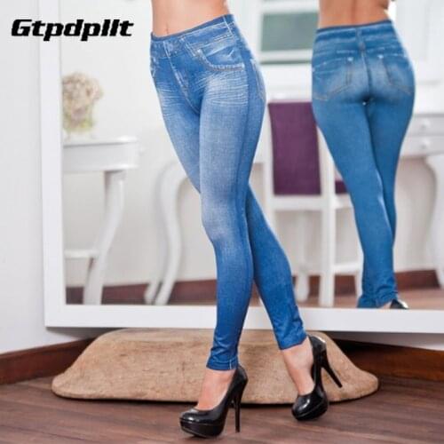 Gtpdpllt Women Fleece Lined Winter Jegging Print Jeans Genie Skinny Fashion Leggings Back Two Real Pockets Woman Fitness Pants