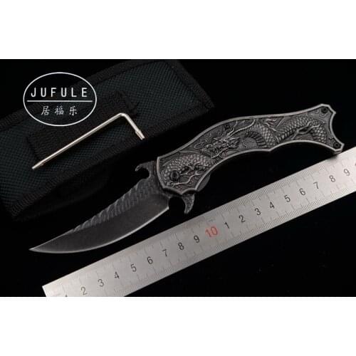 JUFULE SkyDragon Carbon steel folding camp hunting pocket Survival EDC tool fruit Tactical outdoor flipper Utility kitchen knife