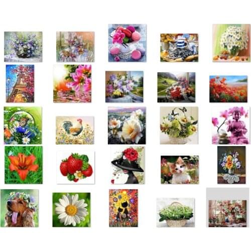 Tower Flower Oil Painting Counted Cross Stitch 11CT 14CT 18CT 25CT 28CT DIY Chinese Cross Stitch Kits Embroidery Needlework Sets