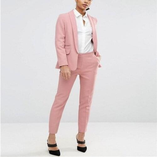 Blush Single Breasted Womens Suit Slim Fit Shawl Lapel Fashion Casual Free Style Plus Size Jacket Blazer and Cropped Pants