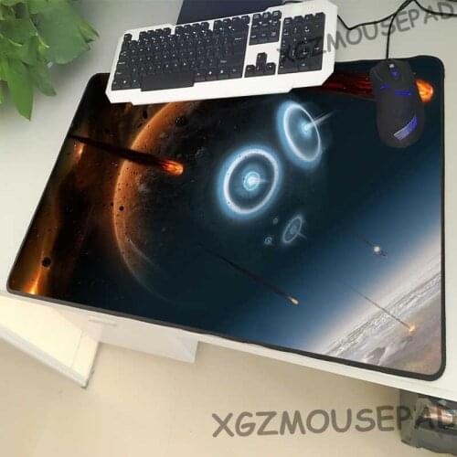 XGZ Landscape Large Size Gaming Mouse Pad Black Lock Edge Cosmic Meteorite Falling Computer Table Mat Rubber Non-slip 60x30