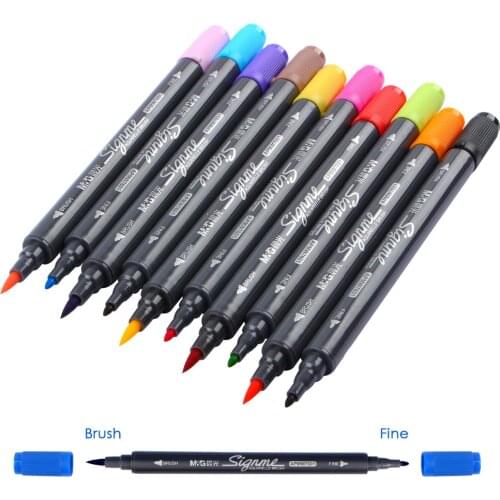 12 18 24 Colors Markers Art Graphic Drawing Manga Water Based Ink Twin Tip Dual Nip Brush Sketch Fineliner Marker Pen