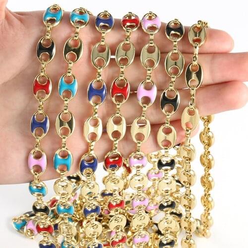 1 Meter Copper Pig Nose Drop Oil Chains Coffee Bean Necklace Bracelet Chains Findings For Jewelry Making Supplies Accessories