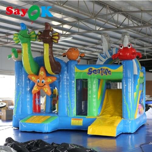 Sea Shipping Inflatable Sealife Bouncer Slide Inflatable Castle House with Blower for Yard Garden Commercial Use Childern Play