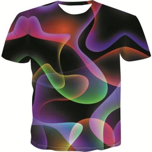 New Summer Clothing Short -Sleeved Tops Street Fashion Trend Youth T-Shirt Geometric Graphic Fashion T-Shirt Men 'S Casual Shirt