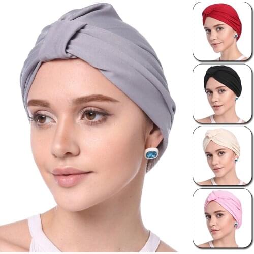 New Fashion Women Hijab Hat Cotton Turban Dome Cap Headwear for Muslim Hijab Head Scarves Ladies Bonnet Cap Turban Hat Wholesale