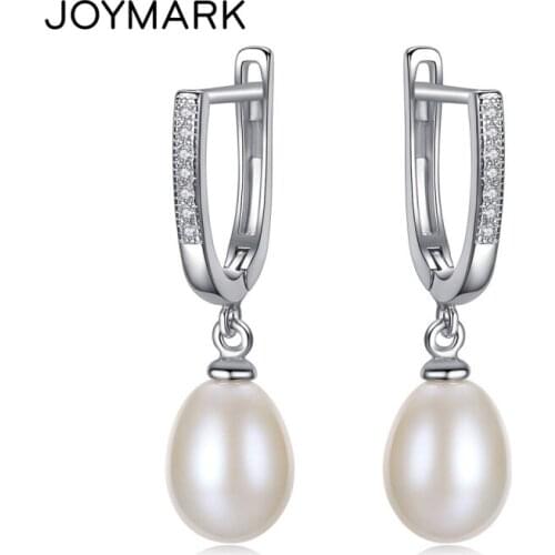 New Arrival Classic Style Natural Freshwater 8-9mm Drop Pearl 925 Silver Clip on Earrings For Pierced Ears Women JPSE007