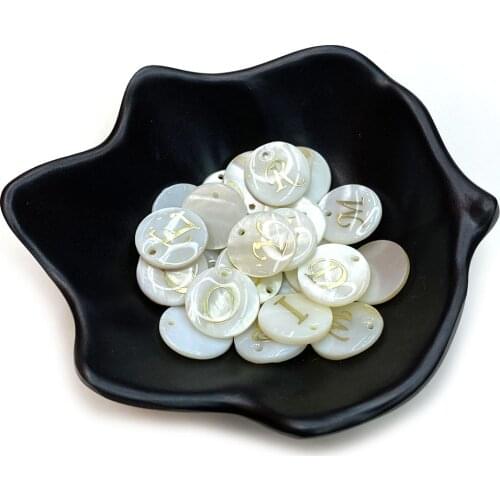 Charm Freshwater Flat Round Shape Shell with Letters Jewelry Accessories Jewelry Fashion Female Handmade Holiday Gifts Wholesale