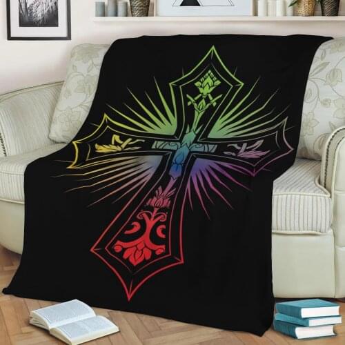 Ancient Cross 3D Print Plush Blanket Throw On Sofa Home Decor Soft Warmth Washable Nap Blanket Dropshipping