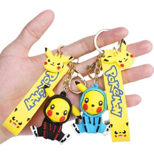 Pokemon Pikachu Keychain Pendant Cute Cartoon Anime Toy Character Model Men and Women Schoolbag Pendant Doll Car Key Chain