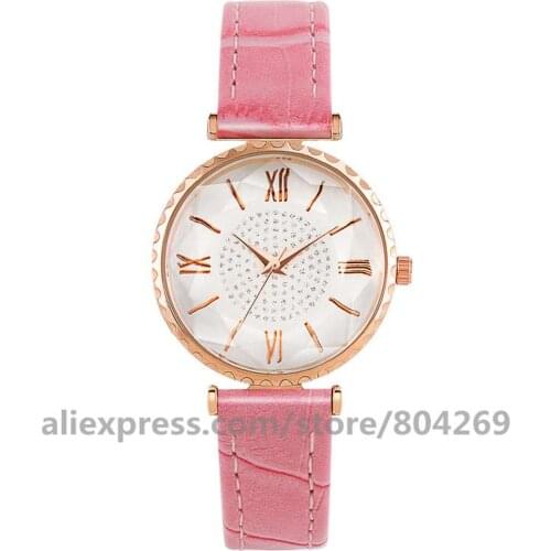 Wholesale Womens Quartz Watch No Logo Leather Fashion Watches Leather Band Watch Hot Fashion Women Roman Number Watch 8708