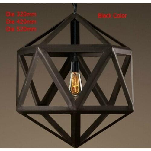 New 2017 Nordico Rustic Pendant Lights American Vintage Loft Cage Edison Hanging Lamp Iron Lampshade Decor Polyhedron Fixtures