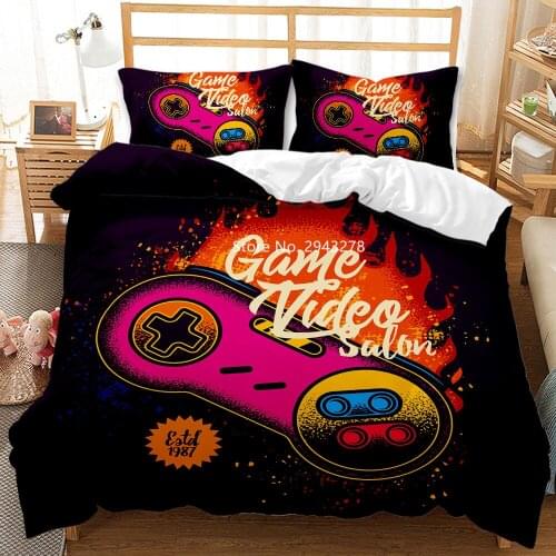 Popular Game Handle Bedding Set Down Quilt Cover and Pillowcase Deluxe European Size Boys Bedroom Decorative Home Textiles