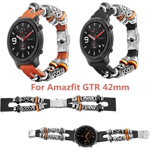 NEW DIY handmade 20mm retro leather Watch Band For Huami Amazfit GTR 42mm Smart Wristbands Watchstrap For HUAWEI WATCH GT 2 42M