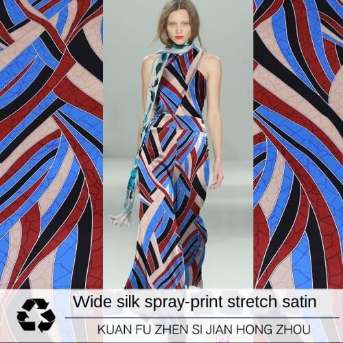 140 *50cm thickness 19 mmi summer new mulberry silk wide digital inkjet printing silk fabric stretch silk satin cheongsam fabric