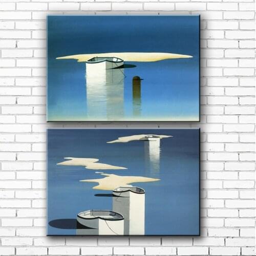 Mediterranean sea boat blue seascape canvas printings oil painting printed on canvas home room wall art decoration picture