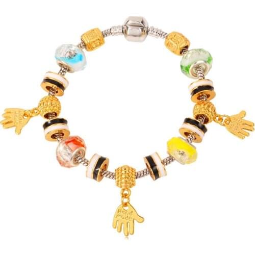 U7 DIY Beads Charms Bracelet Gold Color Fashion Jewelry Wholesale Hand Made Small Hand Bracelet Women Gift H625