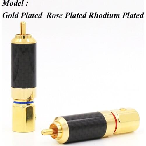 Carbon Fiber Rose Plated/Gold plated/Rhodium plated RCA Jack Plug none-Solder Audio Cable Plug Connector