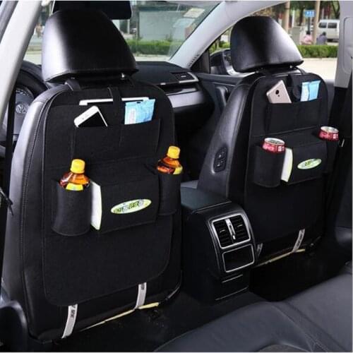 2020 New Universal Car Seat Back Organizer Storage Bag Chair Hanging Bag Trunk Elastic Felt Storage Bag 6 Pockets Organizer