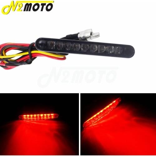 12V Motorcycle 9 LED Red Taillights Stripe Rear Tail Stop Brake Light Lamp Warning Lights Universal For ATV Quads Street Moto