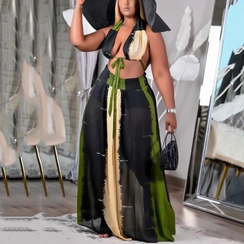 2 Pieces Sets Womens Outfits Skirt Plus Size 4XL 5XL Crop Tops & Skirt Floor Length Sexy Evening Night Club Wear Matching Sets