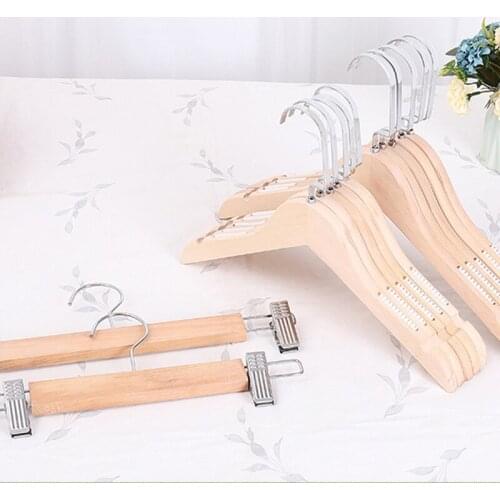 10 pcs/lot Natural Wooden Coat Hanger Household Anti-skid Solid Wood Clothes Hangers Non-trace Trousers Hanging Pant Rack