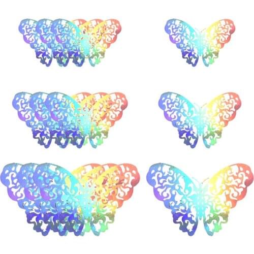 12pcs 3D Hollow Butterfly Wall Sticker for Wedding Decoration Living room Window Home Decor Colorful Silver Butterflies Stickers