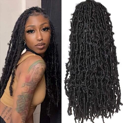 18Inches Butterfly Locs Crochet Hair Faux Locs Synthetic Pre Looped Natural Wavy Hair Pre-twisted Extensions Crochet Braids