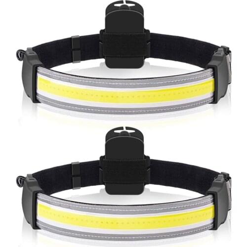 2 Pack LED Headlight Lightweight COB Bright Headlight with 3 Light Modes for Fishing, Running and Camping