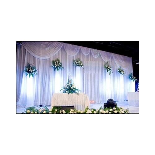 3*6m wedding supplies party Sign everywhere ice silk fabric white with Mantle head stage prop decoration Drape curtain Backdrop