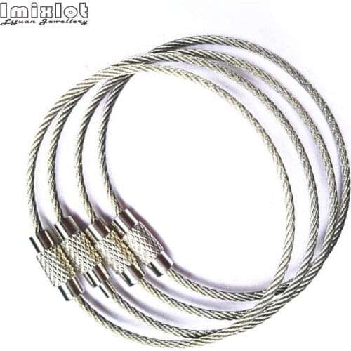 5PCS Stainless Steel Wire Rope Key Ring Screw Buckle Lock Keychain Cable Rope Key Holder Keyring Key Chain Rings
