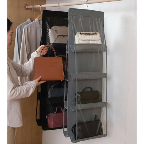 8 Pocket Foldable Hanging Bag 4 Layers Folding Shelf Bag Purse Handbag Organizer Sundry Pocket Hanger Storage Closet Hanger