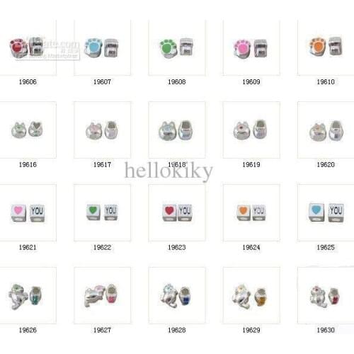 90pcs mixed style enamel spacer bead charm w/big hole M19638