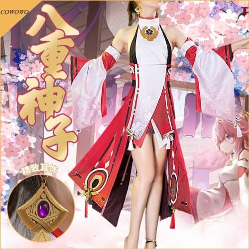 Anime! Genshin Impact Yae Game Suit Elegant Dress Uniform Cosplay Costume Halloween Party Role Play Outfit For Women 2021 NEW