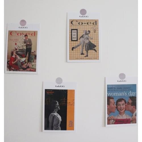 Ins Retro Film Poster Art Decorative Card 4 Sheets Diy Collocation Wall Sticker Photo Props Double Sided Abstract Postcards