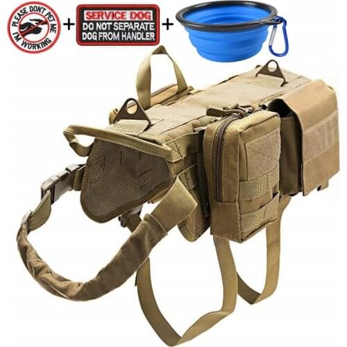FML Pet Military Tactical Harness Training Bag Waterproof Dog Vest Nylon Dog Harnesses for Medium Large Dogs Outdoor Training